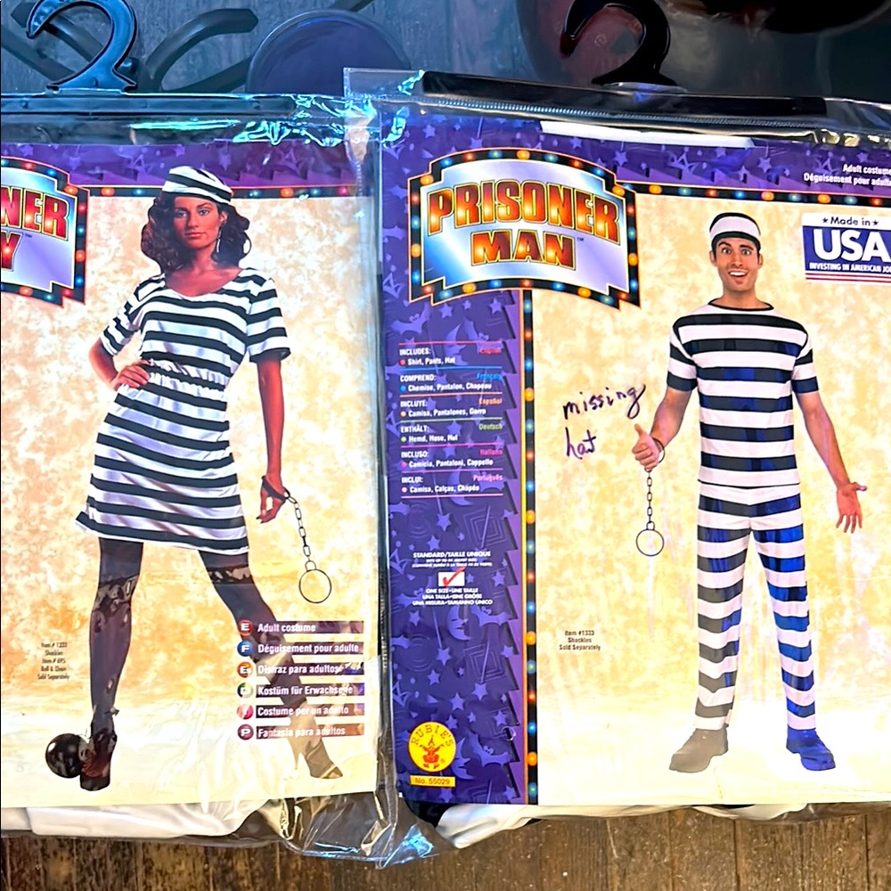 Prisoner Man  and woman Black and White Costume